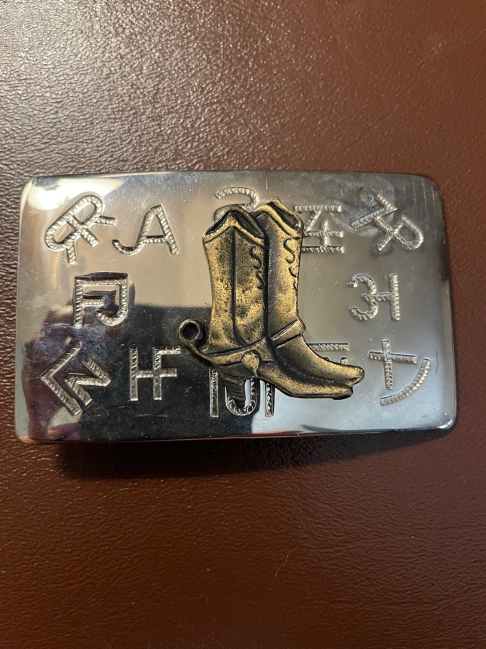 VTG Western Chambers Belt Co Buckle with Cowboy Boots Brands